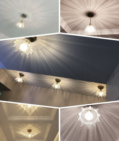 Nordic Simple Crown Glass Brass 1-Light Pendant Ceiling Light