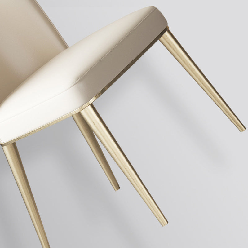 Contemporary Nordic Curved Microfiber Leather Leather Upholstered Metal Tapered Legs Dining Chair Backrest For Dining Room