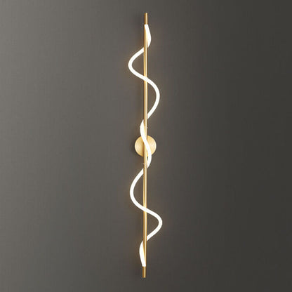 Modern Minimalist Twist Curve Long Bar Copper LED Wall Sconce Lamp