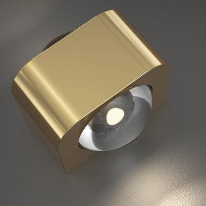 Modern Minimalist Copper Rounded Cuboid Up And Down Luminous LED Wall Sconce Lamp For Bedroom