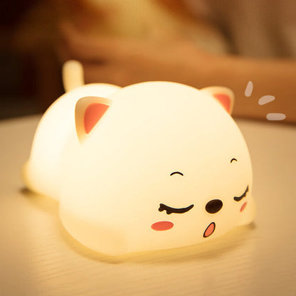 Creative Lovely Cat Silicone Pat Remote Control LED Night Light Table Lamp