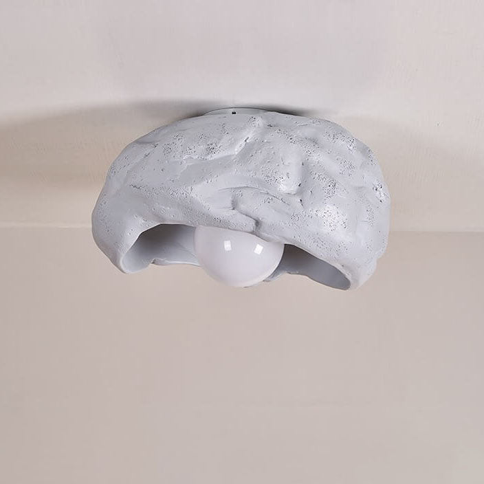 Japanese Creative Resin Rock Texture 1-Light Flush Mount Ceiling Light