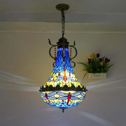 Traditional Vintage Half Round Table Teardrop Iron Glass 5/8 Light Pendant Light For Living Room