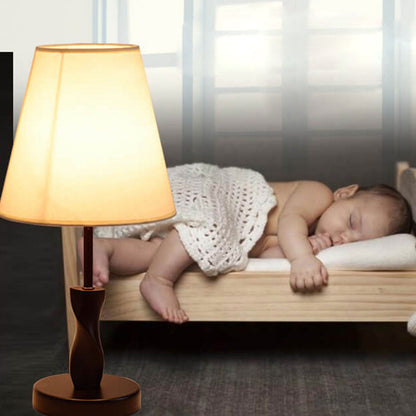 Modern Minimalist Solid Wood Fabric 1-Light Table Lamp