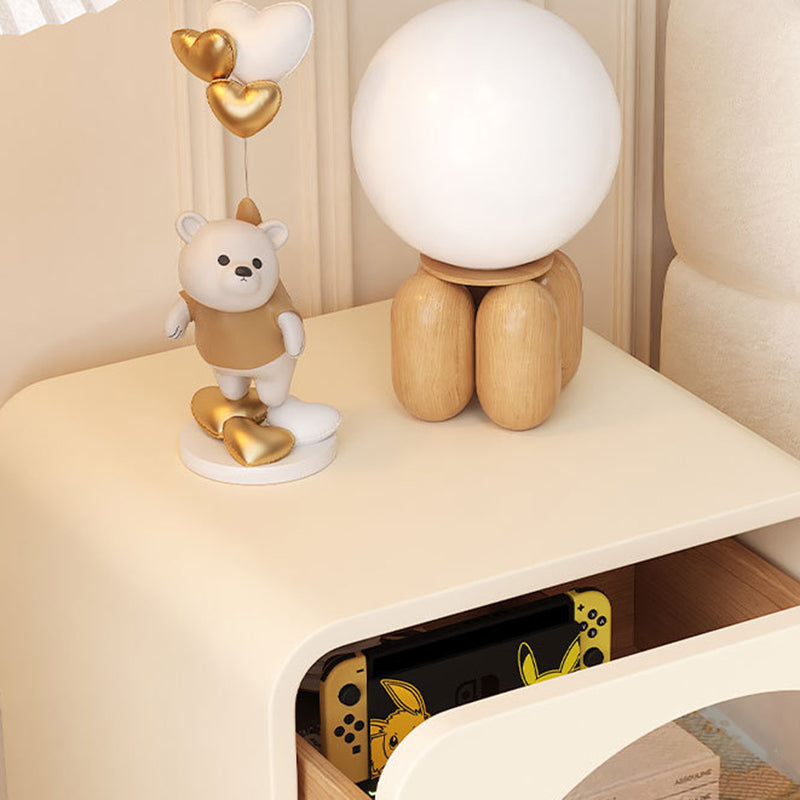 Modern Minimalist Square Tabletop Solid Wood Glass Density Panel Stainless Steel Nightstand 2-Drawer For Bedroom