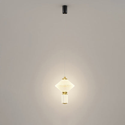Modern Luxury Iron Aluminum Acrylic Rhombic Column LED Pendant Light For Bedside