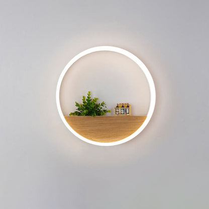 مصباح حائط LED دائري بتصميم ديكوري إبداعي من الأكريليك مصنوع من الخشب الصلب