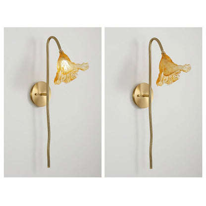 Modern Chinese Dry Lotus Glass Lamp Design 1-Light Wall Sconce Lamp