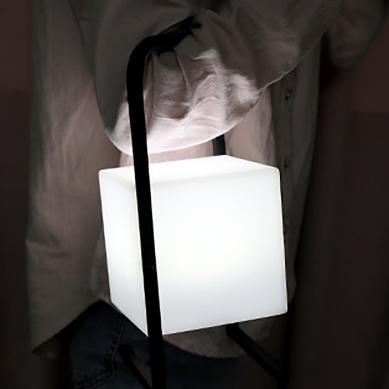 Contemporary Nordic Metal PE Ball Egg Cube Cylinder LED Hanging Rechargeable Table Lamp For Bedside