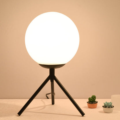 Contemporary Nordic Iron Glass Ball Bracket 1-Light Table Lamp For Bedside