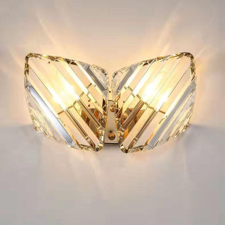 Modern Light Luxury Crystal Triangle Geometry 1/2/3 Light Wall Sconce Lamp