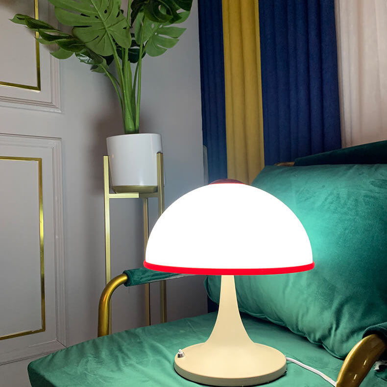 Modern Cream Mushroom Metal 1-Light Table Lamp
