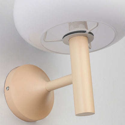Modern Simplicity Iron Glass Mushroom Round 1-Light Wall Sconce Lamp For Bedside