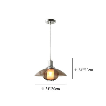 Contemporary Nordic Iron Glass Round Shape 1-Light Pendant Light For Bedroom