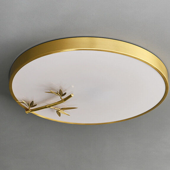 Modern Round Bamboo Pattern LED Flush Mount Ceiling Light