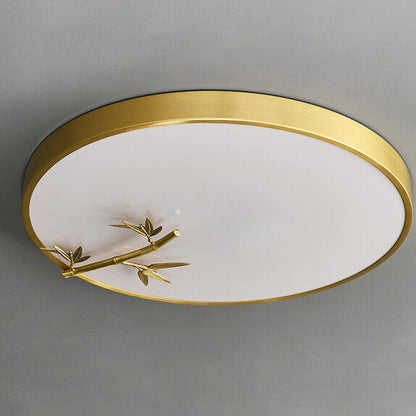 Modern Round Bamboo Pattern LED Flush Mount Ceiling Light