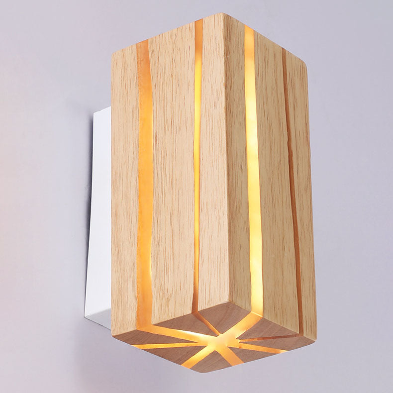 مصباح حائط LED بتصميم هندسي مكعبي حديث بسيط مع حبيبات خشبية متصدعة لغرفة المعيشة 