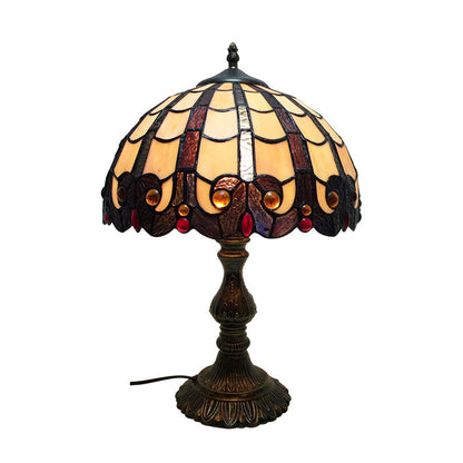 Vintage Tiffany Stained Glass Shade 1-Light Table Lamp