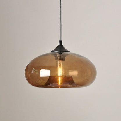 Contemporary Nordic Oval-Shaped Glass Shade Iron 1-Light Pendant Light For Living Room