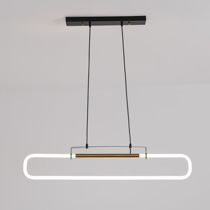 ثريات جزيرة LED مستطيلة الشكل مصنوعة من الحديد والأكريليك بتصميم عصري بسيط لغرفة الطعام 