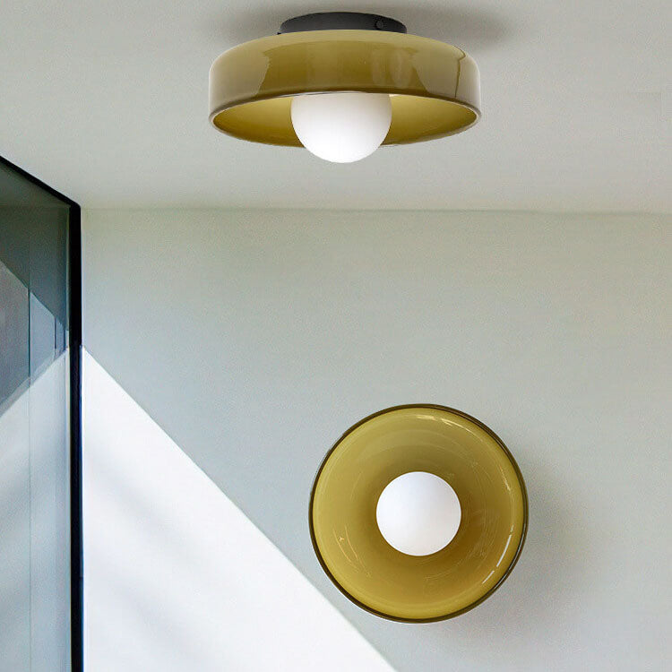 Scandinavian Modern Round Plate Iron Glass 1-Light Wall Sconce Lamp