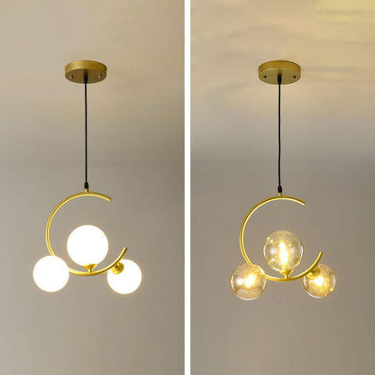 Scandinavian Minimalist Round Ball Glass 1/3-Light Island Light Chandelier