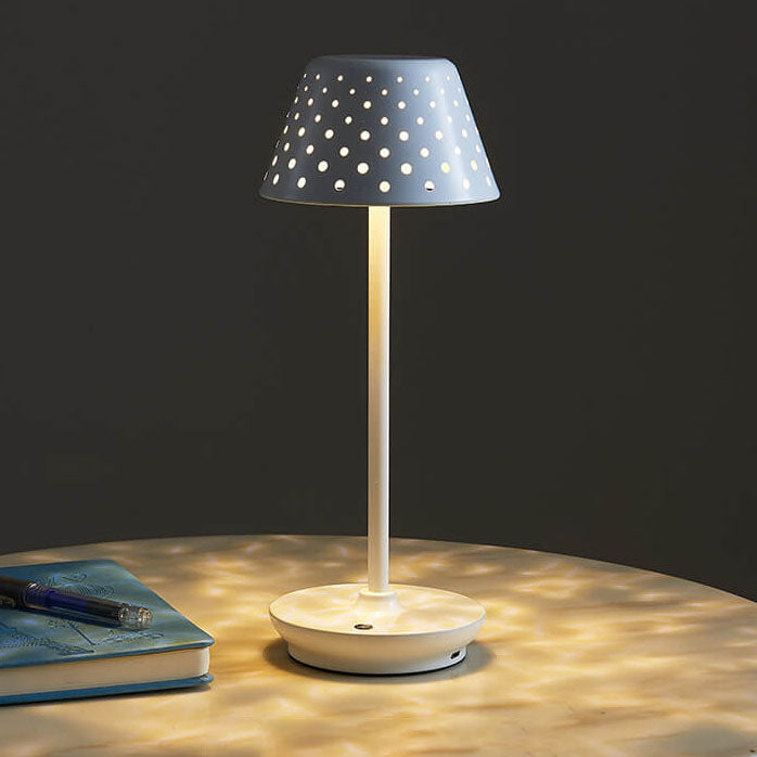 Modern Minimalist Perforated Wrought Iron USB Power-on LED Table Lamp
