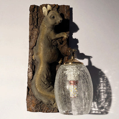 Nordic Vintage Resin Squirrel Glass 1-Light Wall Sconce Lamp