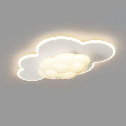 Modern Art Deco Cream Clouds Plastic Iron LED Flush Mount Ceiling Light For Living Room
