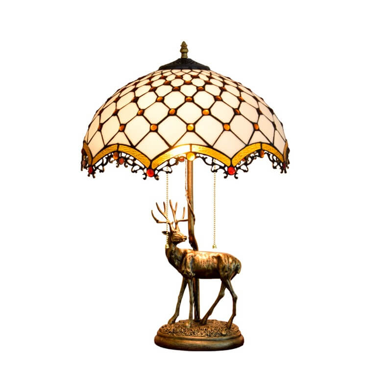 Tiffany Creative Moose Stained Glass 2-Light Table Lamp