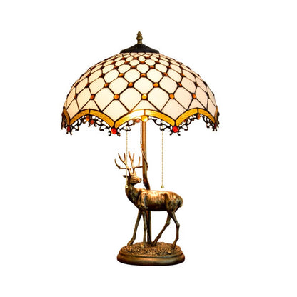 Tiffany Creative Moose Stained Glass 2-Light Table Lamp