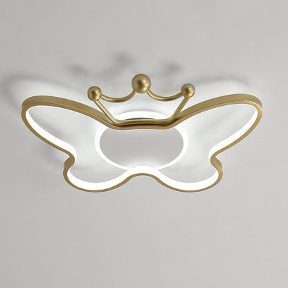 Contemporary Nordic Kids Iron Aluminum Silica Acrylic Butterfly LED Flush Mount Ceiling Light For Bedroom