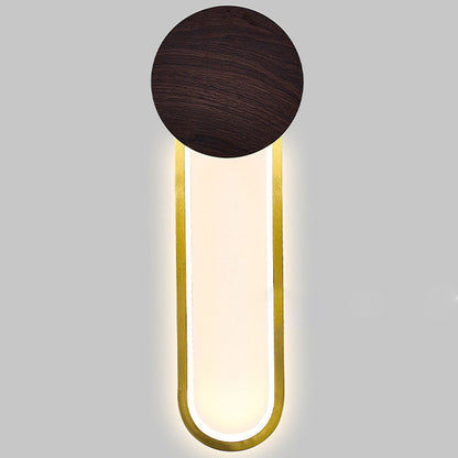 مصباح حائط LED دائري من الحديد المطاوع بتصميم عصري بسيط من الخشب 