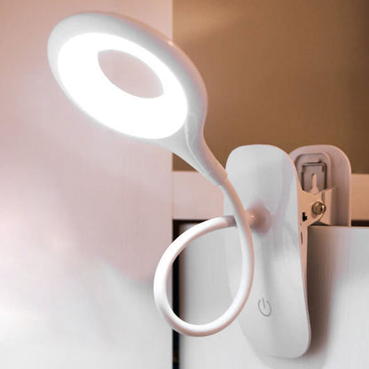 Simple Creative Foldable Round Shade Rechargeable Clips LED Desk Lamp