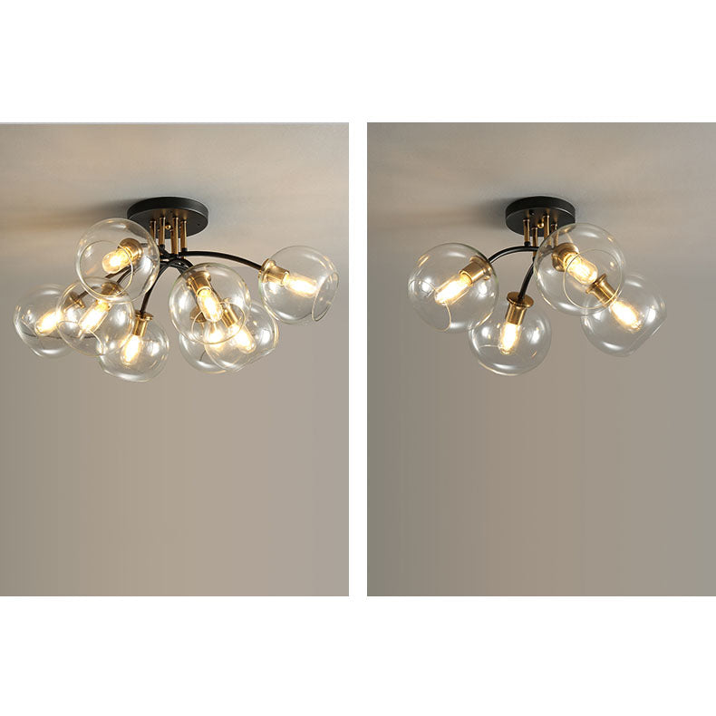 Modern Light Luxury Glass Magic Bean Round 4/6/8 Light Semi-Flush Mount Ceiling Light