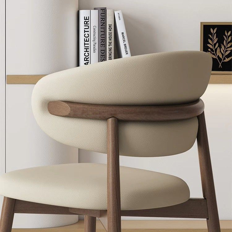 Contemporary Nordic Square Nappa Leather Metal Frame Dining Chair Backrest Armless For Dining Room