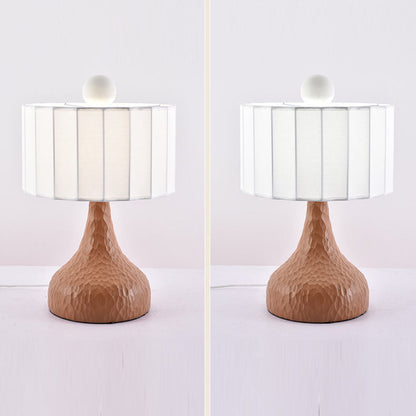 Traditional Japanese Column Fabric Resin 1-Light Table Lamp For Living Room