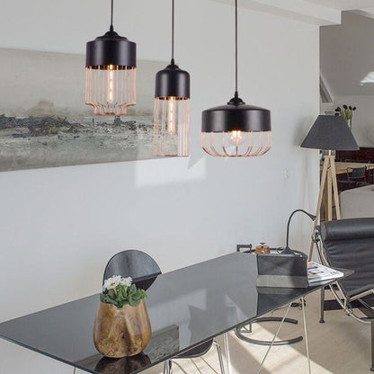 Nordic Creative Iron Geometry Plating Rose Gold 1-Light Pendant Light