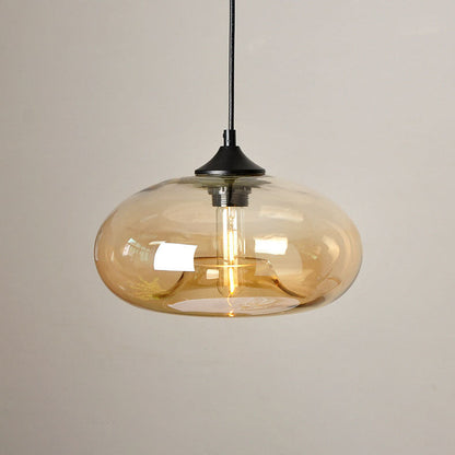 Contemporary Nordic Oval-Shaped Glass Shade Iron 1-Light Pendant Light For Living Room