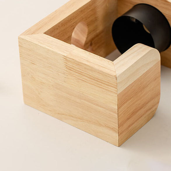 Japanese Creative Iron Cat Whale Hollow Wood Base 1-Light Melting Wax Table Lamp