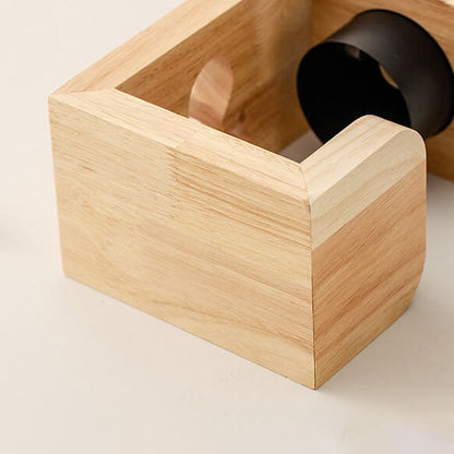 Japanese Creative Iron Cat Whale Hollow Wood Base 1-Light Melting Wax Table Lamp