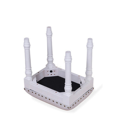 Contemporary Scandinavian Square Linen Faux Leather Solid Wood Vanity Stool Backless Armless For Bedroom