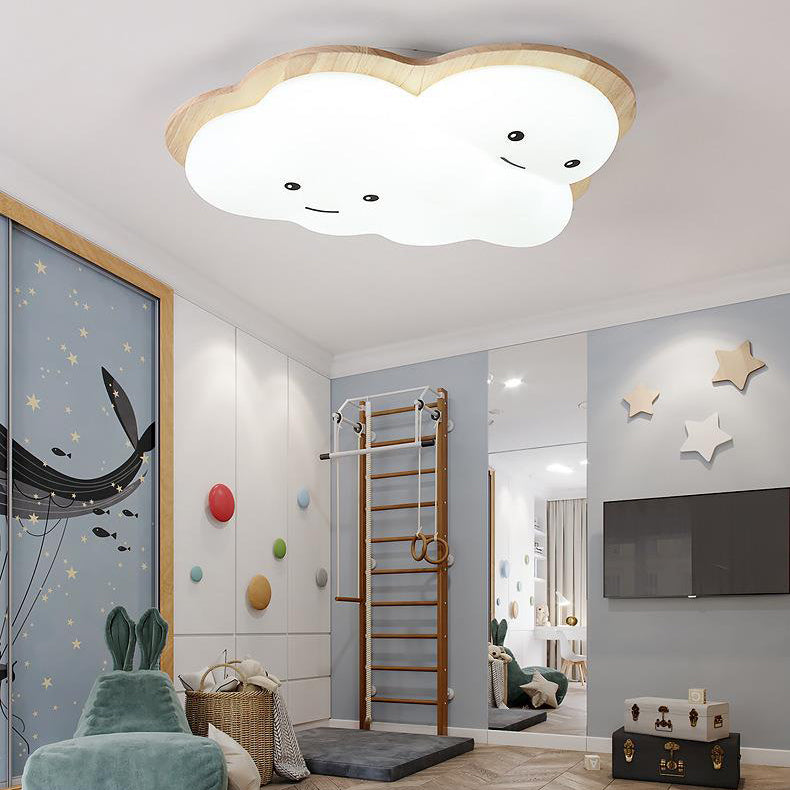 モダンアールデコ調飛行機雲月アクリル木製LEDフラッシュマウントシーリングライトリビングルーム用