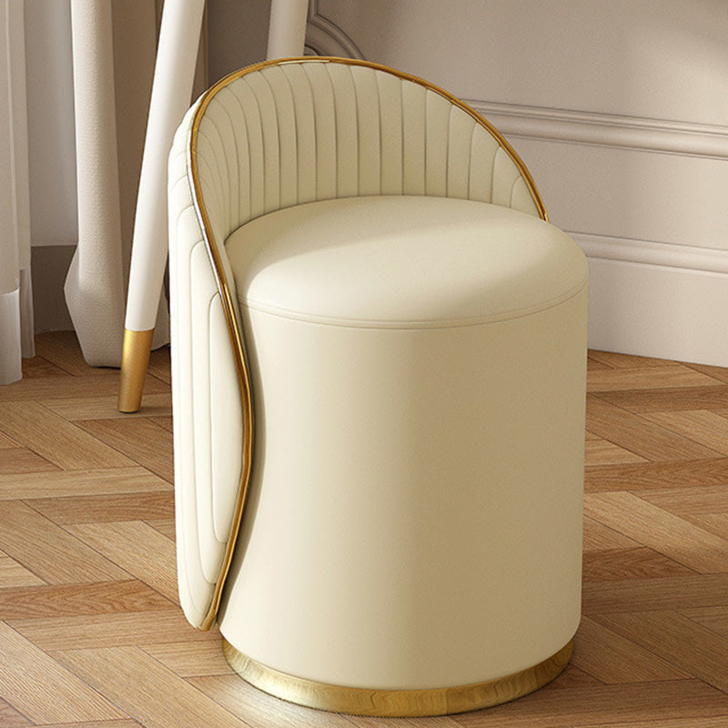 Modern Minimalist Cylinder Iron Nappa Leather Vanity Stool Backrest For Bedroom