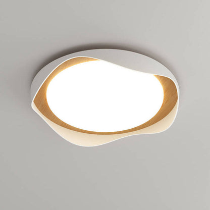 Modern Creative Round Ripple Pure White Iron Acrylic LED Flush Mount Light