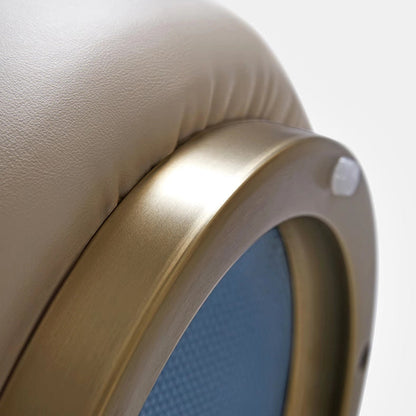 Contemporary Minimalist Round Faux Leather Stainless Steel Frame Vanity Stool For Bedroom