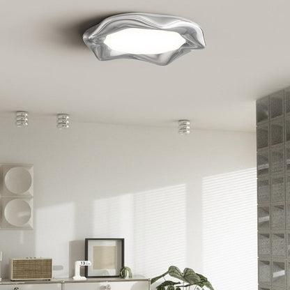 Modern Minimalist Irregular Round Iron ABS LED Flush Mount Ceiling Light For Living Room