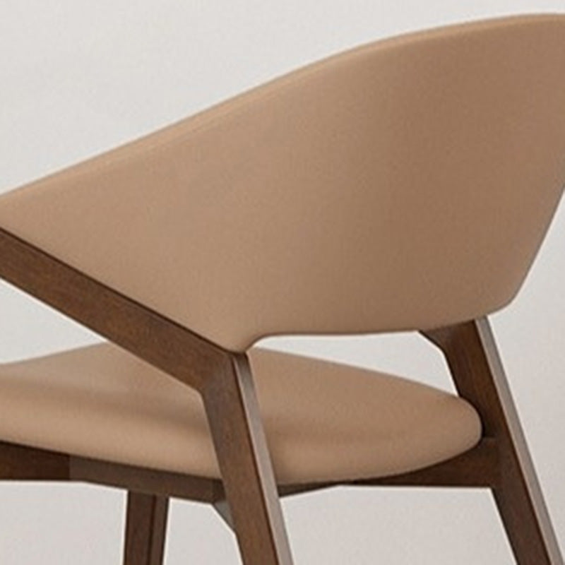 Contemporary Simplicity Square Artificial Leather Upholstered Wood Dining Chair Backrest Armrest For Dining Room