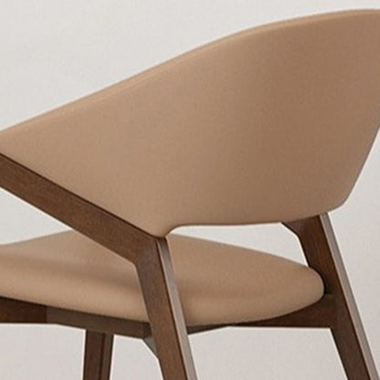 Contemporary Simplicity Square Artificial Leather Upholstered Wood Dining Chair Backrest Armrest For Dining Room