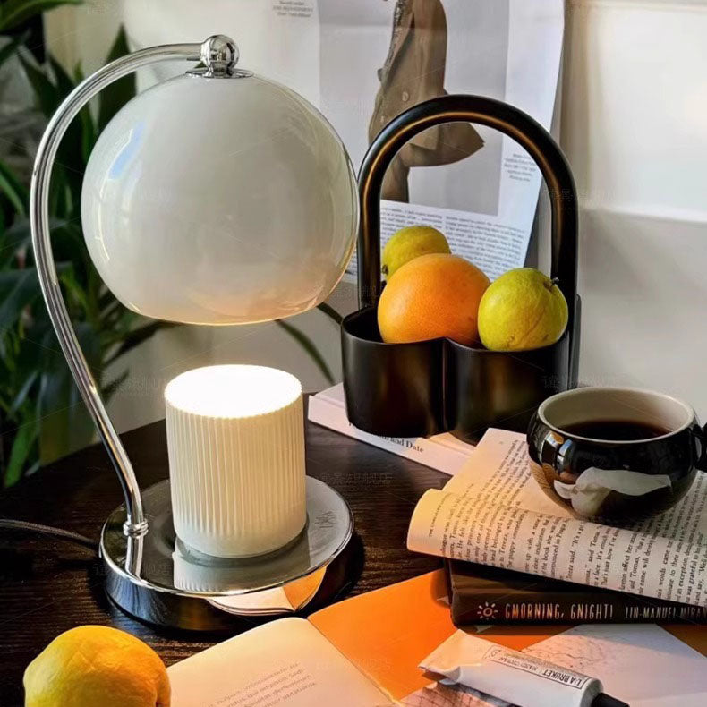 Contemporary Scandinavian Iron Stainless Steel Round Ball 1-Light Melting Wax Table Lamp For Bedroom